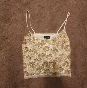 NWT J.Crew Gold Sequins Tank, Sz M